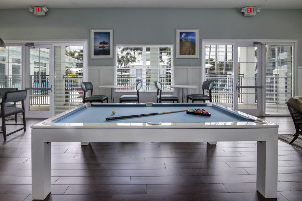 Billiards table in the clubhouse lounge